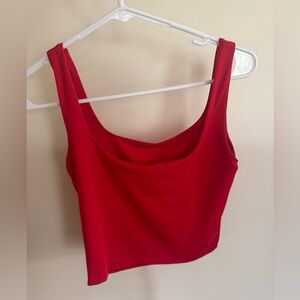 Red Square Neck Crop Tank – Size S